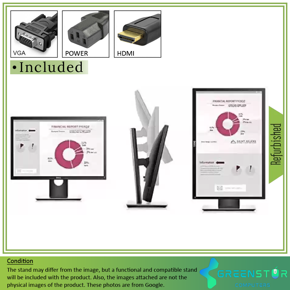 Refurbished(Good) - Dell Professional P2217H 22" Widescreen 1920x1080 FHD LED Backlight LCD IPS Panel Monitor | VGA, HDMI, Displayport