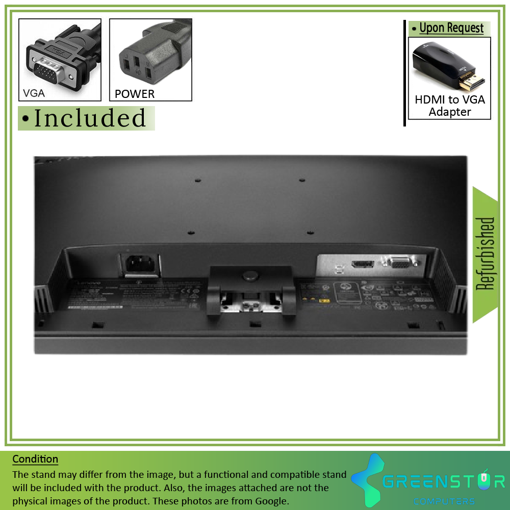Refurbished(Good) - Lenovo ThinkVision E24-10 23.8"Widescreen1920x1080 FHD LED Backlight IPS Monitor : VGA | Display port