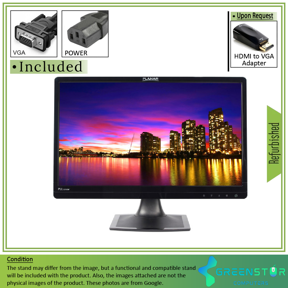 Refurbished(Good) - Planar Systems PLL2210W 21.5" Widescreen 1920 x 1080 Full HD LCD Monitor| VGA, DVI