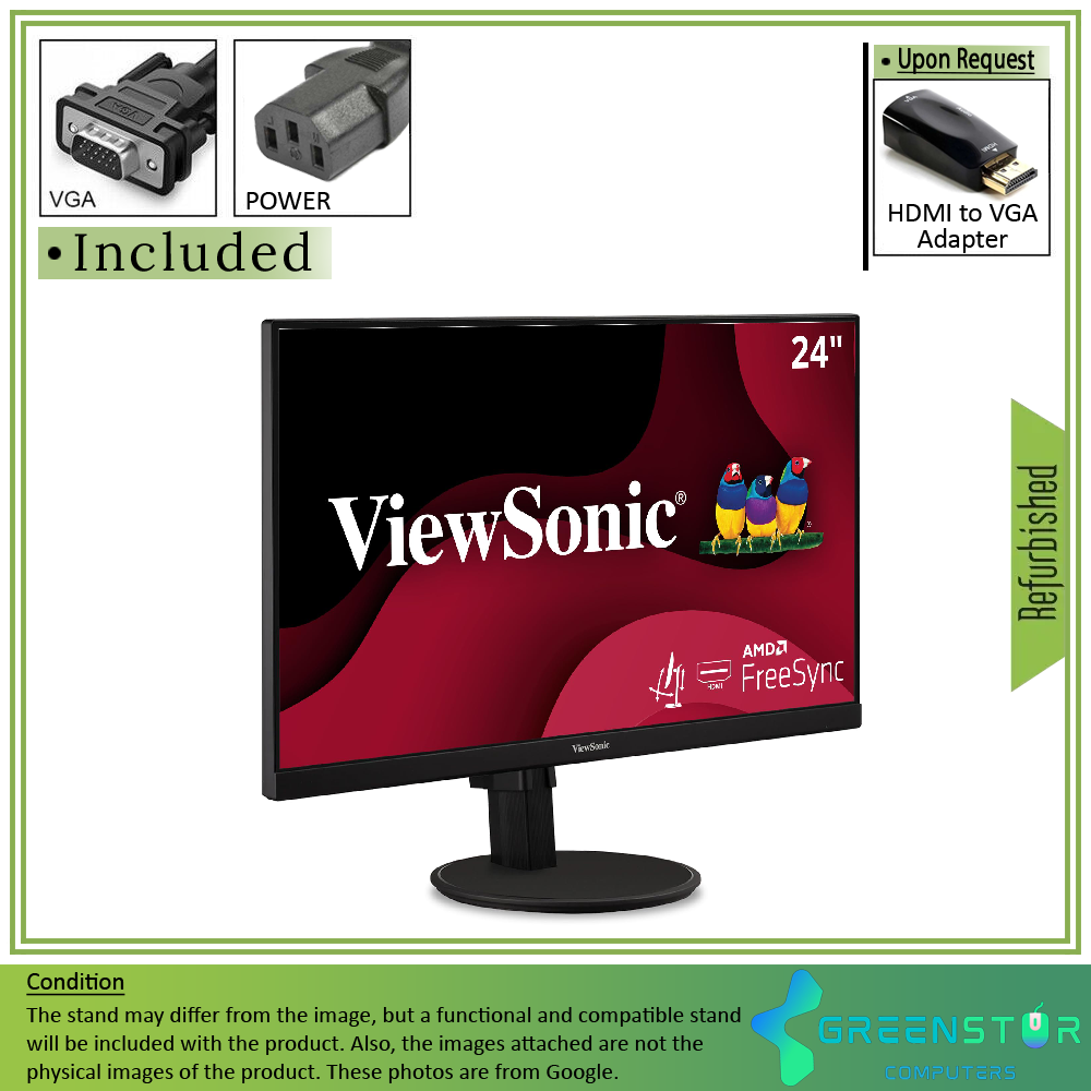 Refurbished(Good) - ViewSonic VA2447-MHJ 24'' Wide 1920x1080 Full HD LED Backlight MVA LCD Monitor : VGA D Sub | HDMI 1.4