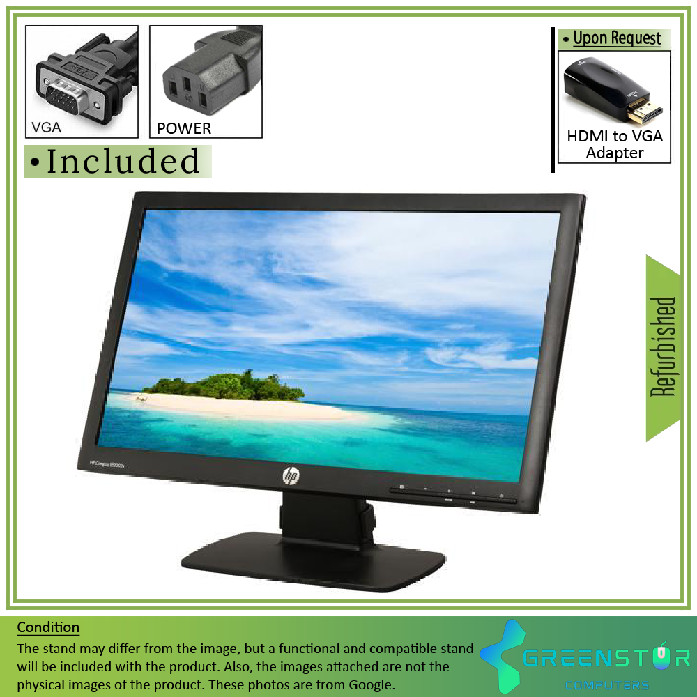 Refurbished(Good) - HP Compaq LE2002x 20" Widescreen 1600 x 900 HD+ LED Backlit LCD Monitor| VGA, DVI