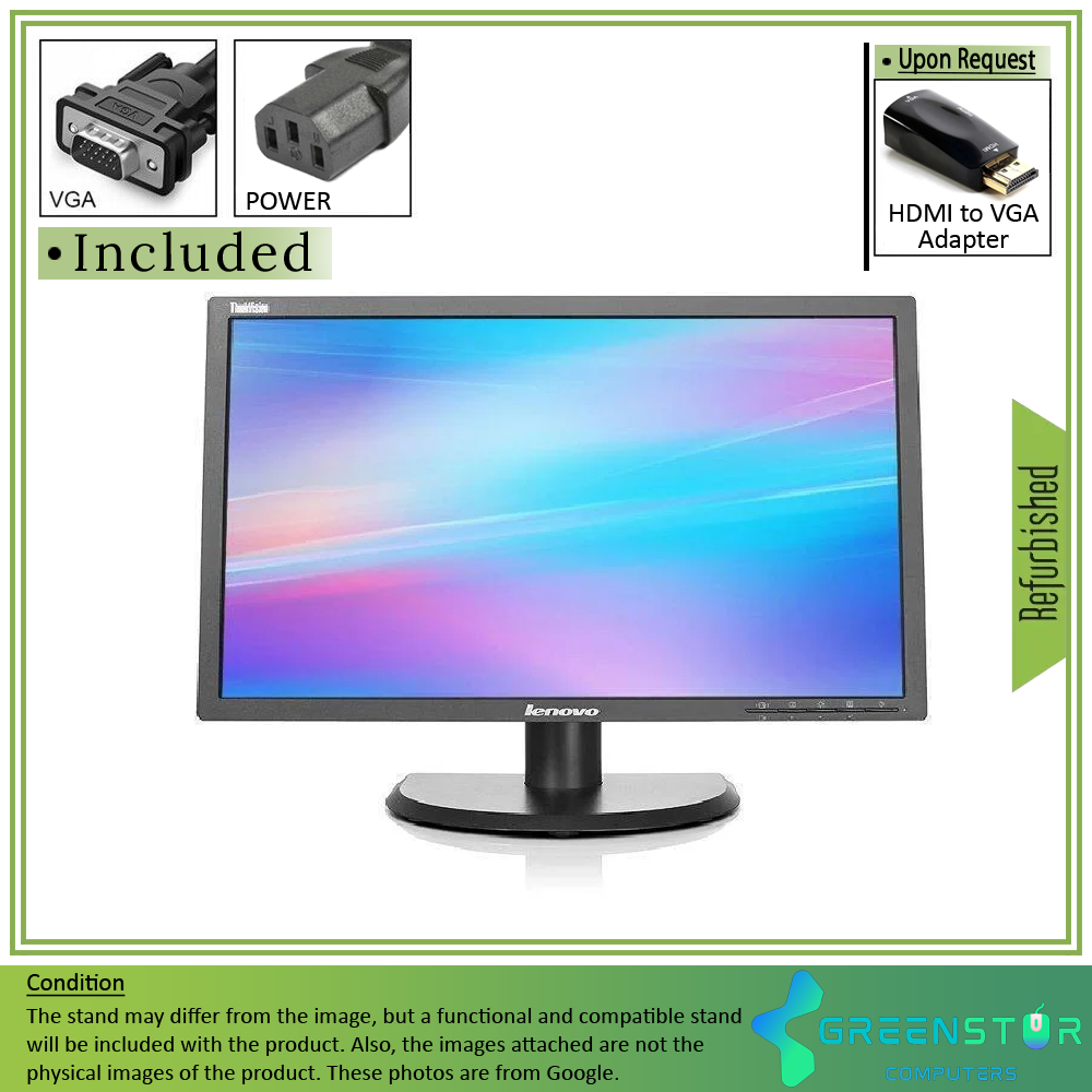 Refurbished(Good) - Lenovo LT2223pwC 22" Widescreen 1920x1080 Full HD LED Backlight TN LCD Monitor : VGA D Sub | HDMI1.4 | Display Port