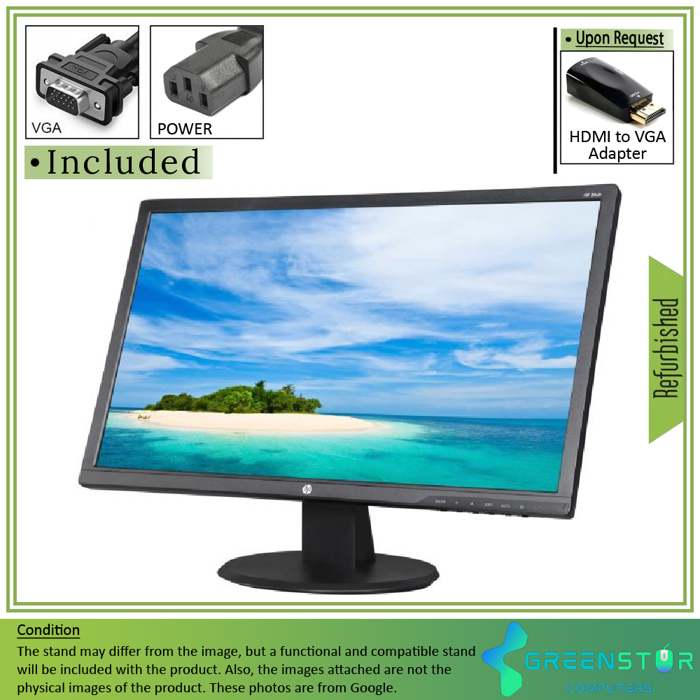 Refurbished(Good) - HP 24uh 24" Widescreen 1920x1080 Full HD LED Backlight TN LCD Monitor : VGA D Sub | DVI D | HDMI