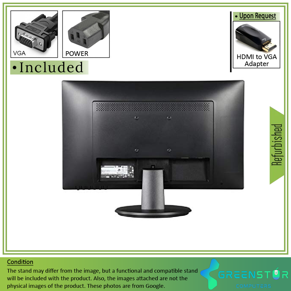 Refurbished(Good) - HP 24uh 24" Widescreen 1920x1080 Full HD LED Backlight TN LCD Monitor : VGA D Sub | DVI D | HDMI