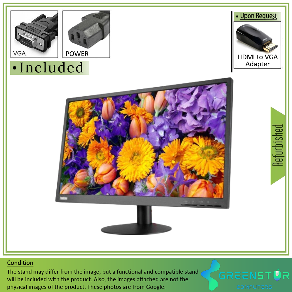 Refurbished(Good) - Lenovo ThinkVision E24-10 23.8"Widescreen1920x1080 FHD LED Backlight IPS Monitor : VGA | Display port