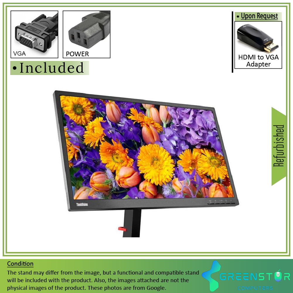 Refurbished(Good) - Lenovo ThinkVision E24-10 23.8"Widescreen1920x1080 FHD LED Backlight IPS Monitor : VGA | Display port