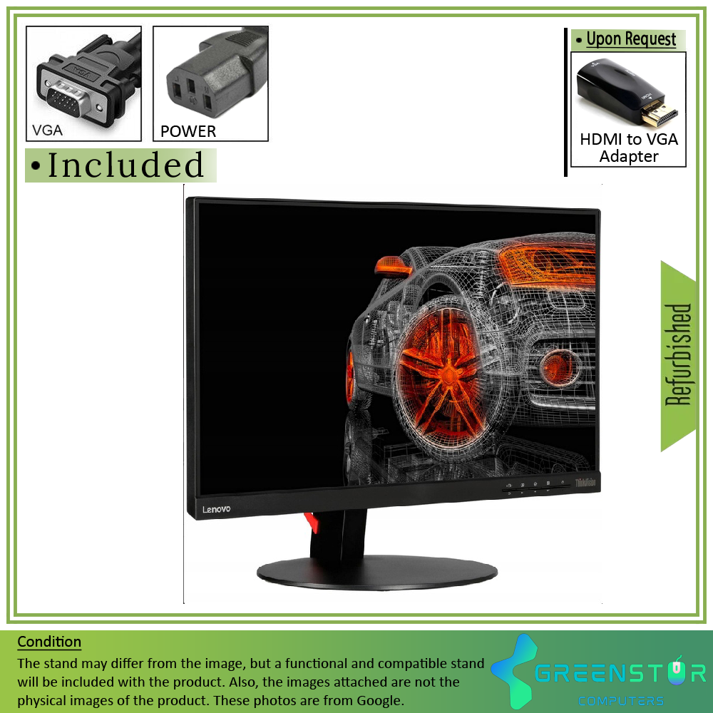 Refurbished(Good) - Lenovo T2364PA 23" Widescreen 1920x1080 LED Backlight IPS LCD Monitor : VGA D Sub | HDMI1.4 | Display Port