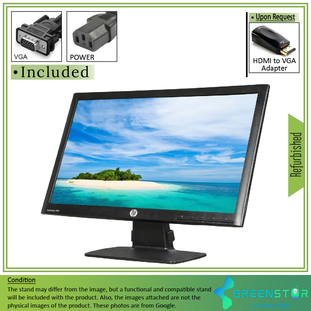 Refurbished(Good) - HP ProDisplay P201 20" Widescreen 1600x900 LED Backlight TN LCD Monitor : VGA D Sub | DVI-D