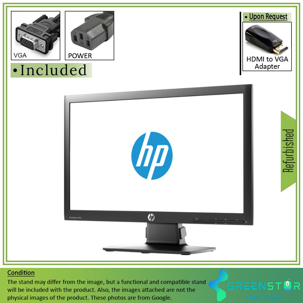Refurbished(Good) - HP ProDisplay P201 20" Widescreen 1600x900 LED Backlight TN LCD Monitor : VGA D Sub | DVI-D