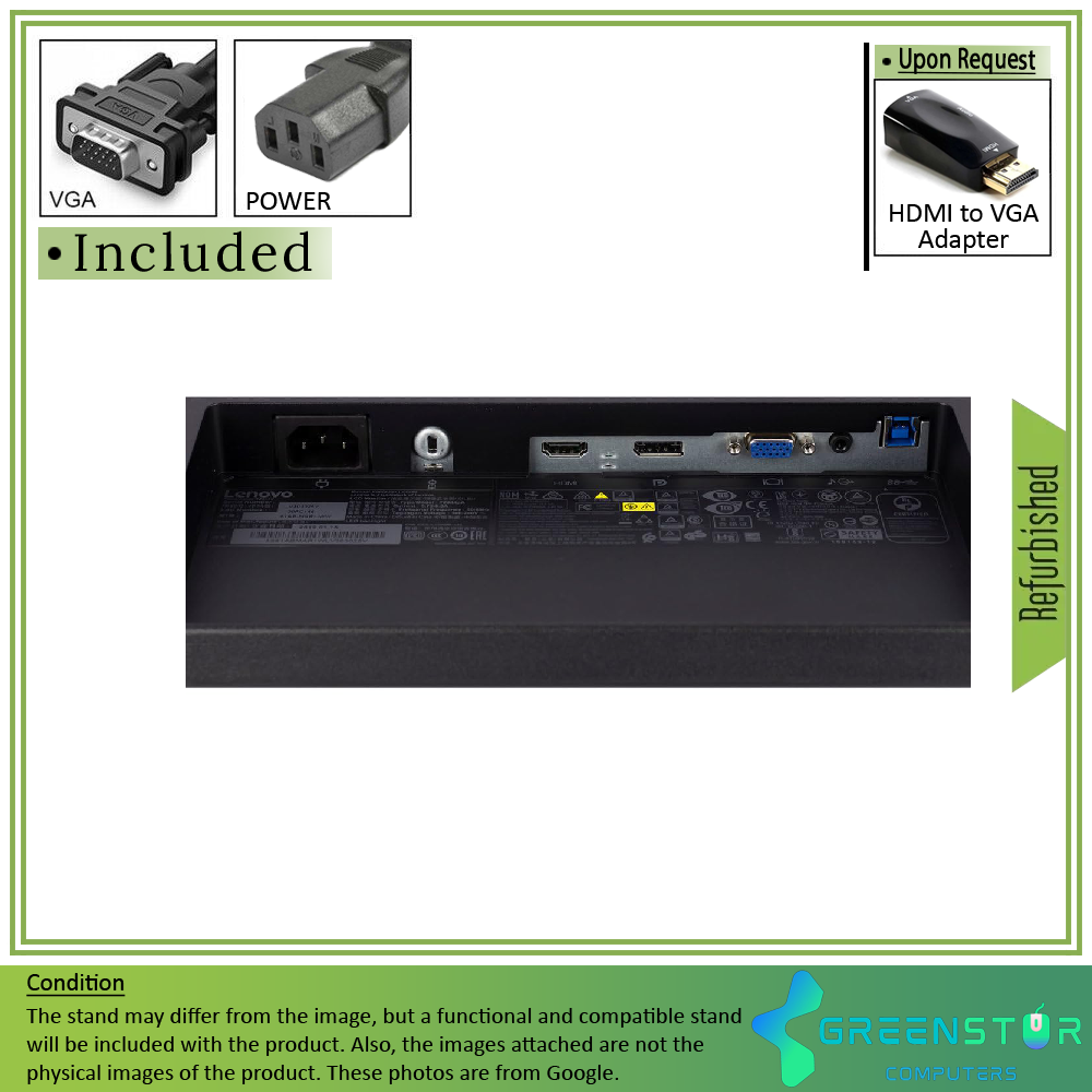Refurbished(Good) - Lenovo T2364PA 23" Widescreen 1920x1080 LED Backlight IPS LCD Monitor : VGA D Sub | HDMI1.4 | Display Port