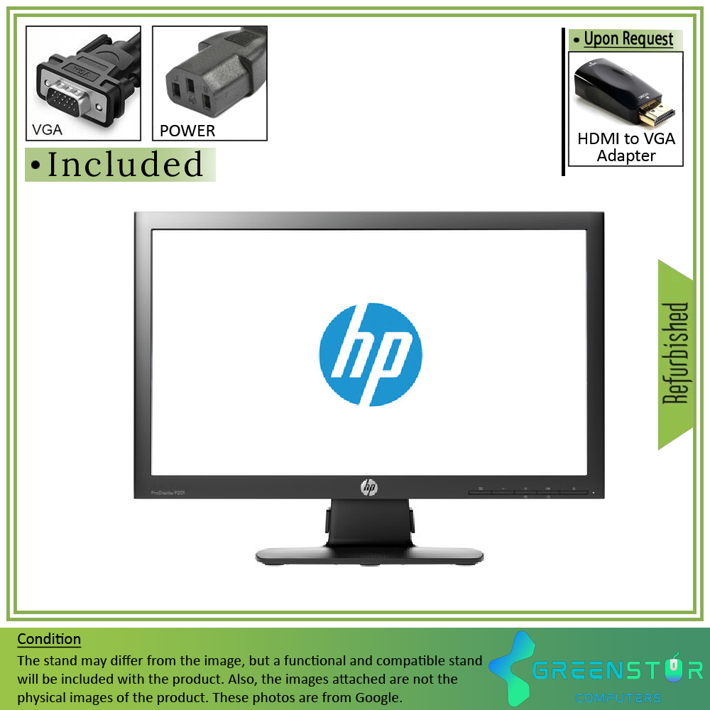 Refurbished(Good) - HP ProDisplay P201 20" Widescreen 1600x900 LED Backlight TN LCD Monitor : VGA D Sub | DVI-D