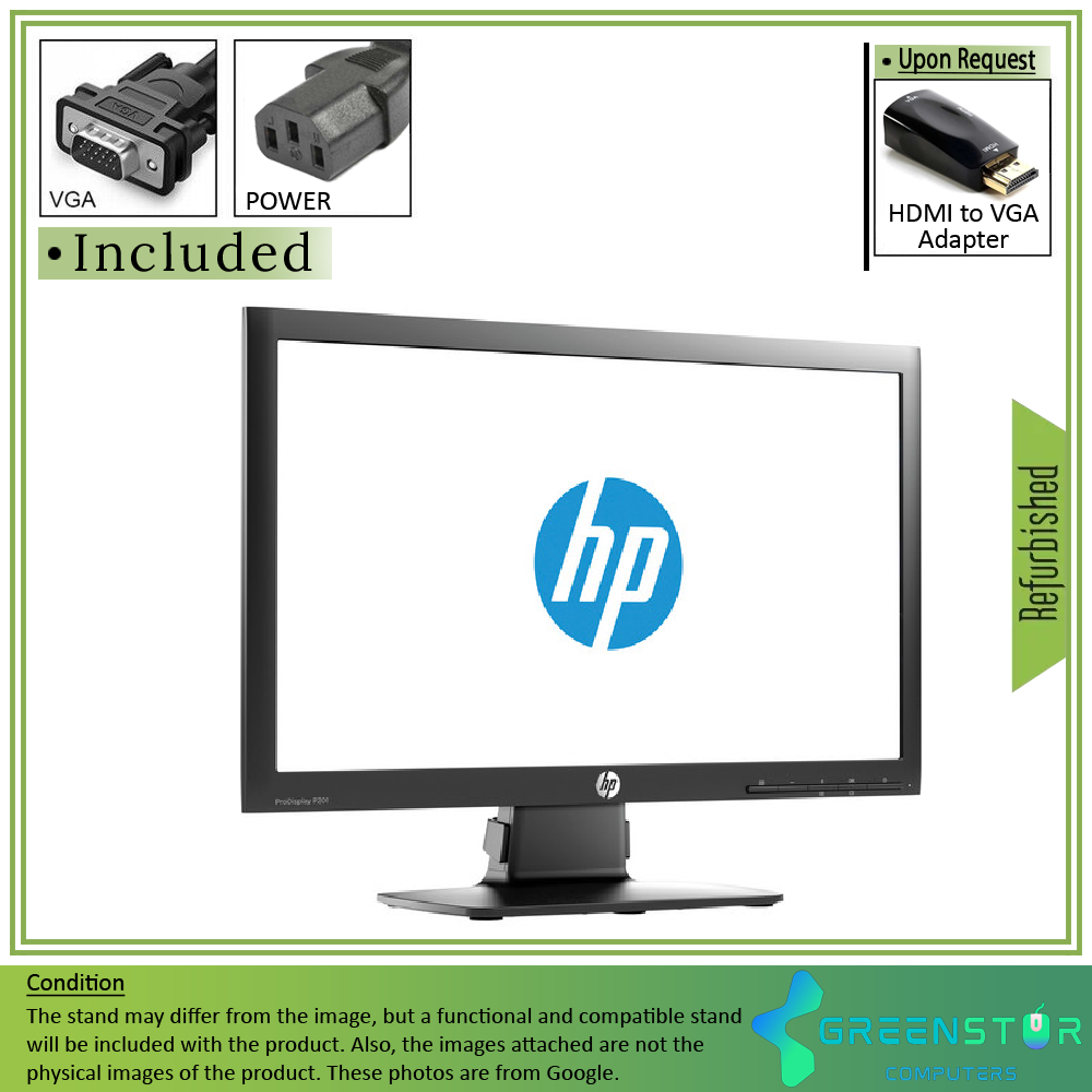 Refurbished(Good) - HP ProDisplay P201 20" Widescreen 1600x900 LED Backlight TN LCD Monitor : VGA D Sub | DVI-D