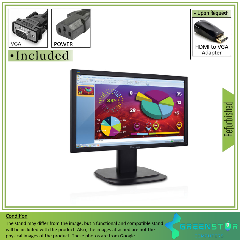 Refurbished(Good) - ViewSonic VG2039M-LED 20" Widescreen 1600 x 900 LED Backlight LCD Monitor | VGA D, DVI-D, DisplayPort