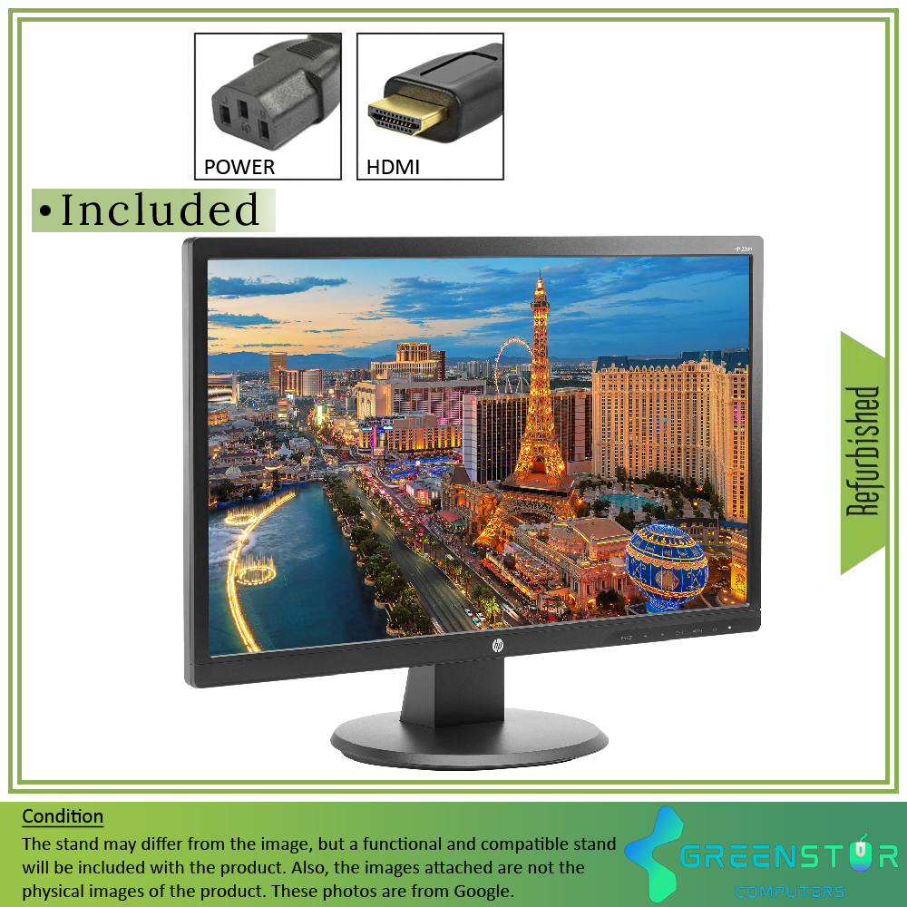 Refurbished(Good) - HP 22uh 21.5" Widescreen 1920x1080 FHD LED Backlight LCD TN Monitor | VGA, DVI, HDMI