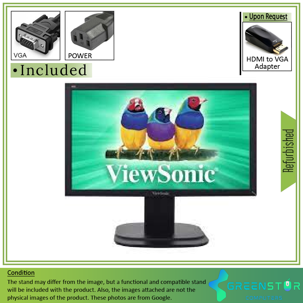 Refurbished(Good) - ViewSonic VG2039M-LED 20" Widescreen 1600 x 900 LED Backlight LCD Monitor | VGA D, DVI-D, DisplayPort
