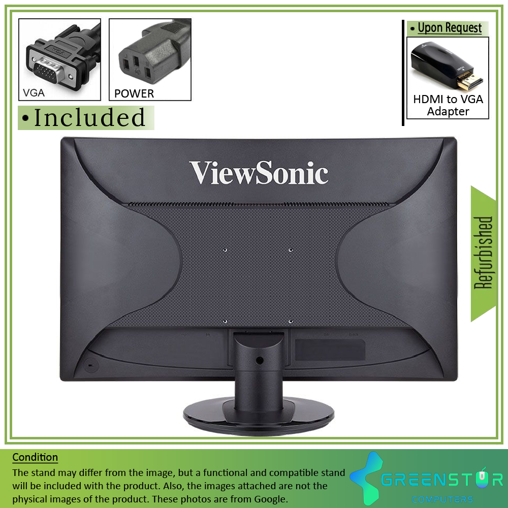Refurbished(Good) - ViewSonic VA2246M-LED 22” Widescreen 1920x1080 FHD LED Backlight LCD TN Monitor | DVI-D, VGA