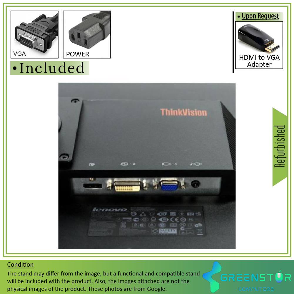 Refurbished(Good) - Lenovo ThinkVision LT2252p 22" Widescreen 1680x1050 HD LED Backlight LCD TN Monitor | VGA, DVI, DisplayPort