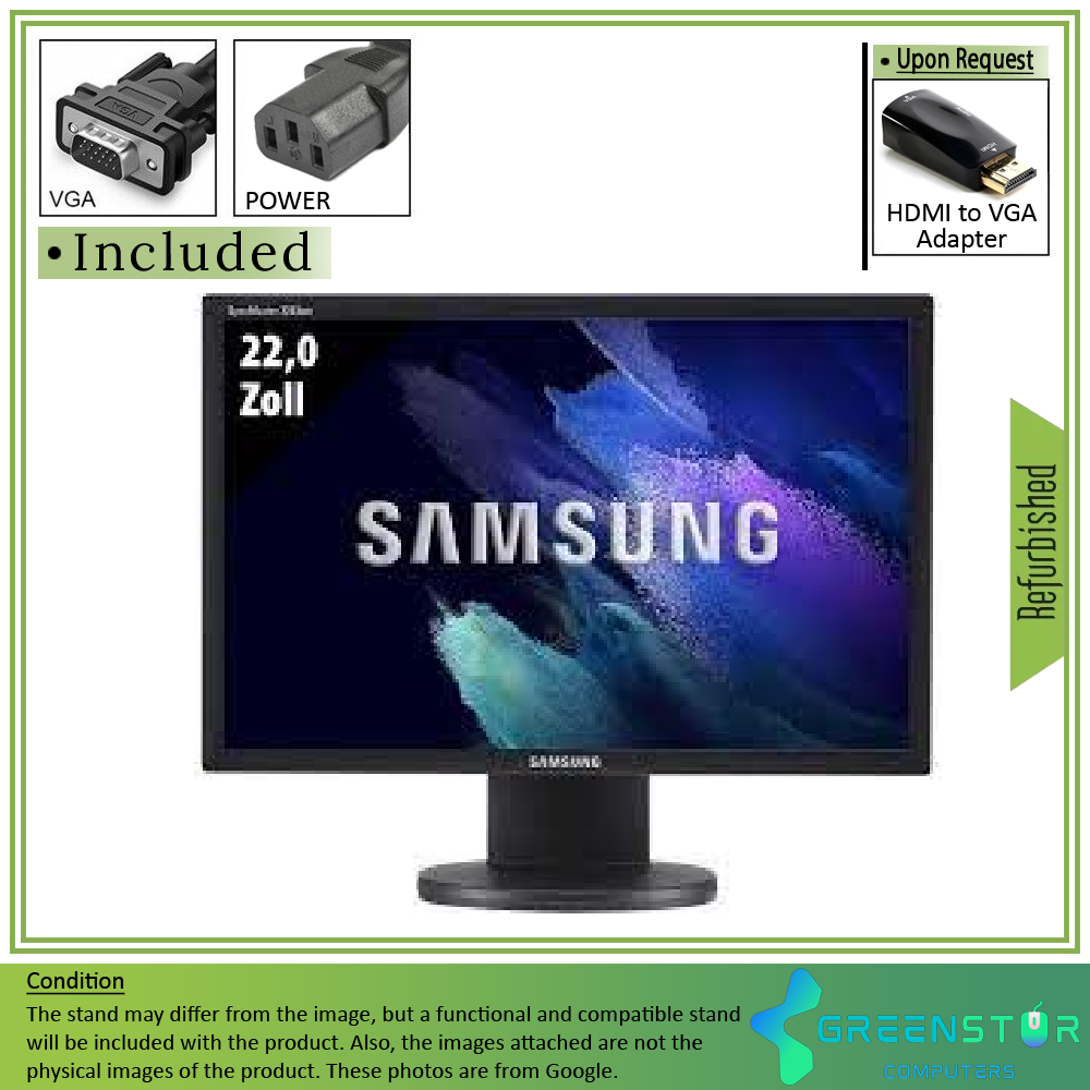 Refurbished(Good) -Samsung SyncMaster 2243QW 22" Widescreen 1680x1050 HD+ LED Backlight LCD TN Flat Panel Monitor | VGA, DVI