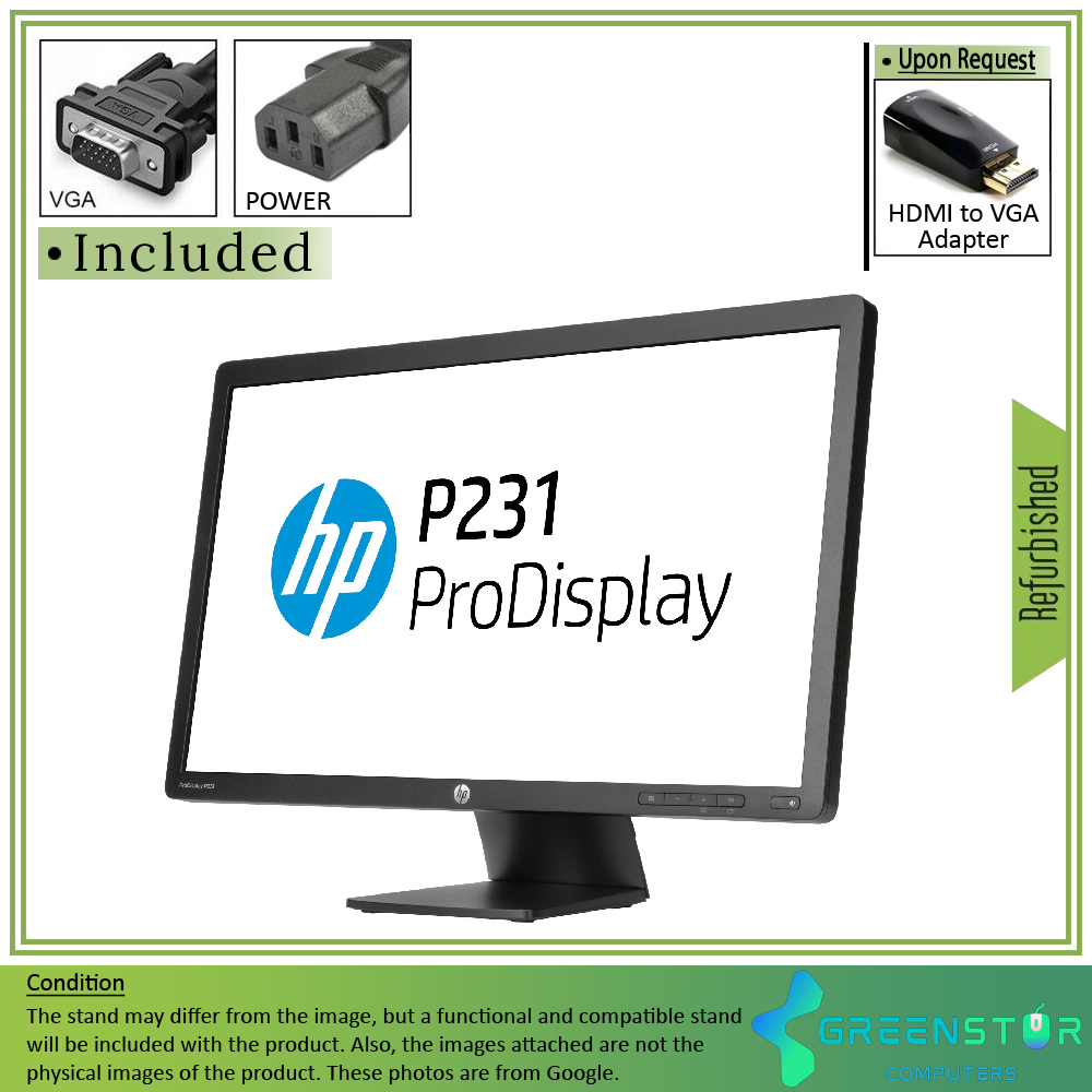 Refurbished(Good) - HP P231 ProDisplay 23" Widescreen 1920x1080 FHD LED Backlight LCD TN Monitor | VGA, DVI