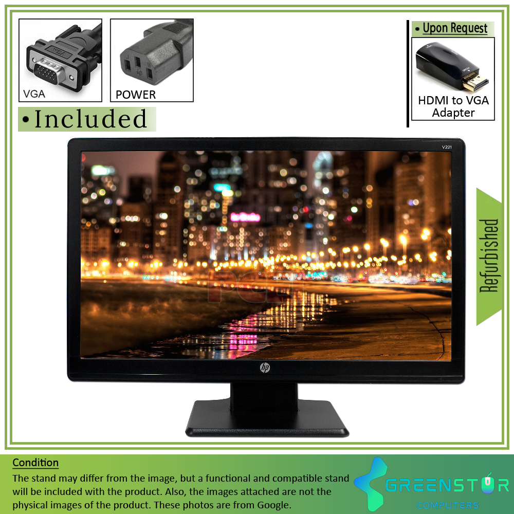 Refurbished(Good) - HP V221 21.5" Widescreen 1920x1080 FHD LED Backlit LCD TN Monitor | VGA ,DVI