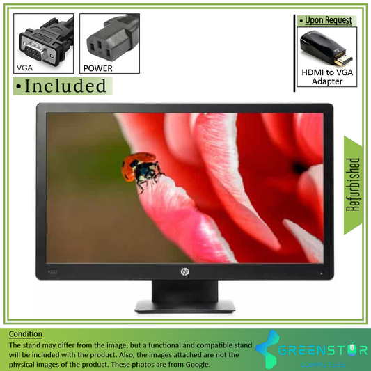 Refurbished(Good) -HP ProDisplay P223A 21.5" Widescreen 1920x1080 FHD LED backlit LCD IPS Monitor |  VGA, DisplayPort