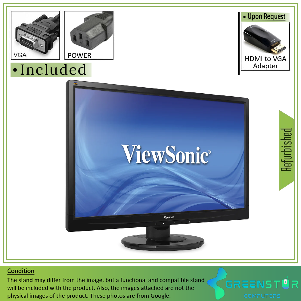 Refurbished(Good) - ViewSonic VA2246M-LED 22” Widescreen 1920x1080 FHD LED Backlight LCD TN Monitor | DVI-D, VGA