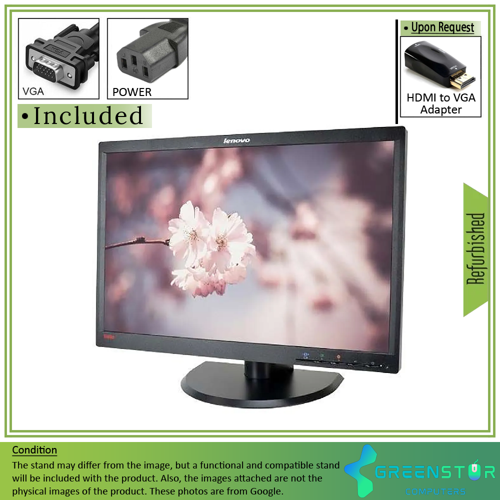 Refurbished(Good) - Lenovo ThinkVision LT2252p 22" Widescreen 1680x1050 HD LED Backlight LCD TN Monitor | VGA, DVI, DisplayPort