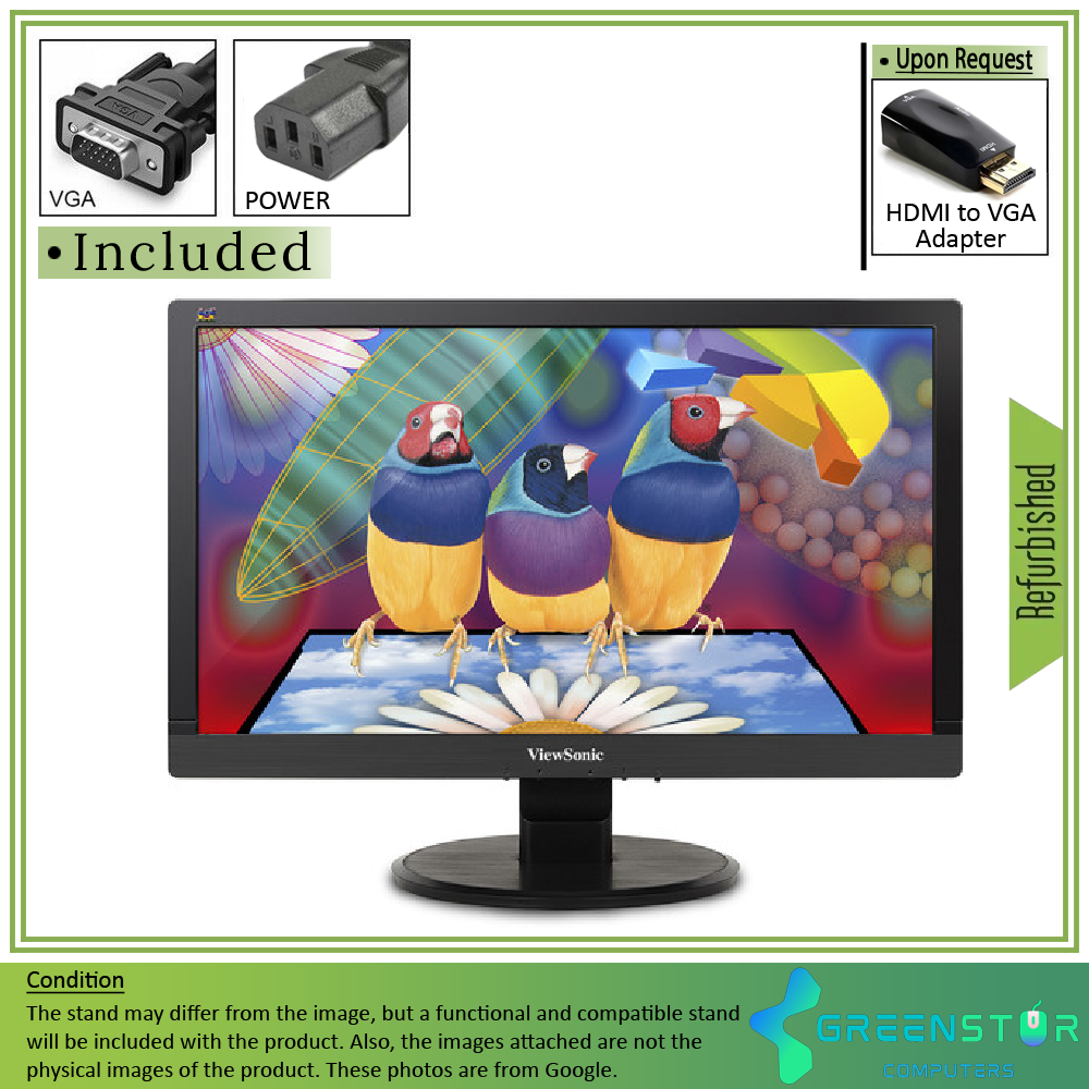 Refurbished(Good) - ViewSonic VA2055Sa 20" Widescreen 1920x1080 Full HD MVA LED Monitor | VGA D-Sub