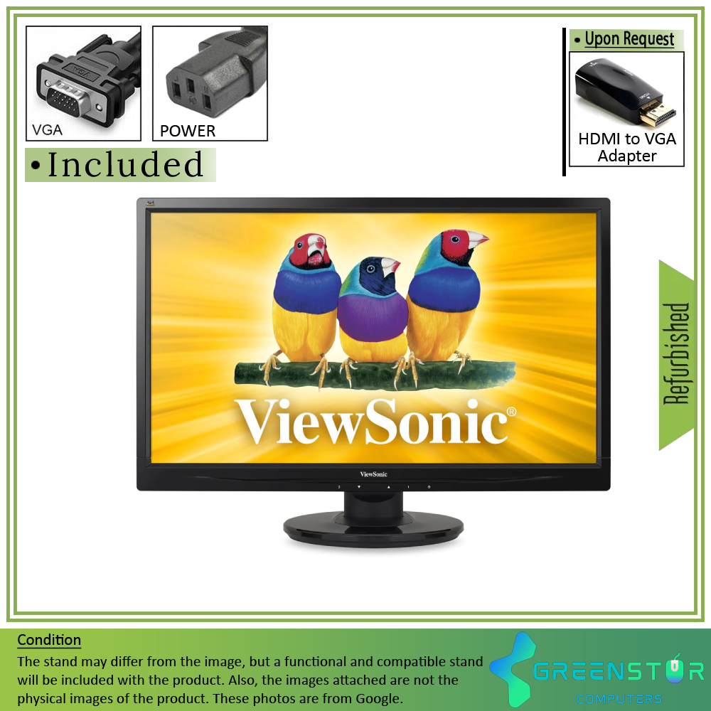 Refurbished(Good) - ViewSonic VA2246M-LED 22” Widescreen 1920x1080 FHD LED Backlight LCD TN Monitor | DVI-D, VGA