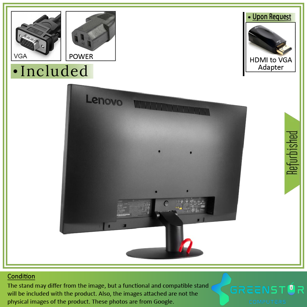 Refurbished(Good) - Lenovo ThinkVision E24-10 23.8"Widescreen1920x1080 FHD LED Backlight IPS Monitor : VGA | Display port