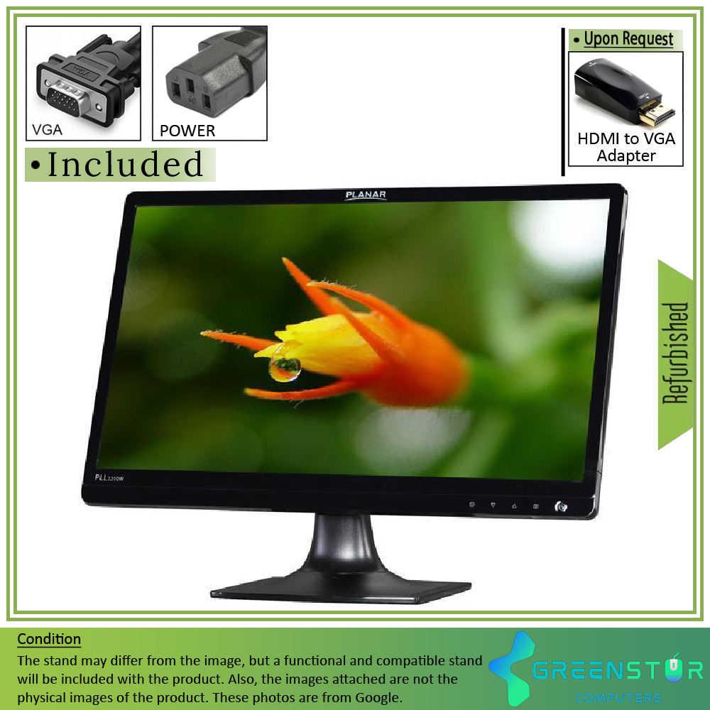 Refurbished(Good) - Planar Systems PLL2210W 21.5" Widescreen 1920 x 1080 Full HD LCD Monitor| VGA, DVI