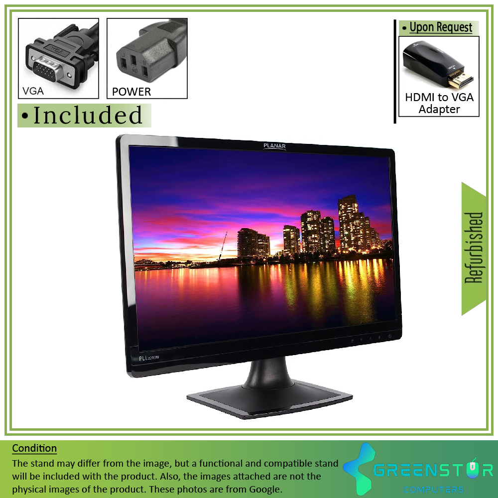 Refurbished(Good) - Planar Systems PLL2210W 21.5" Widescreen 1920 x 1080 Full HD LCD Monitor| VGA, DVI
