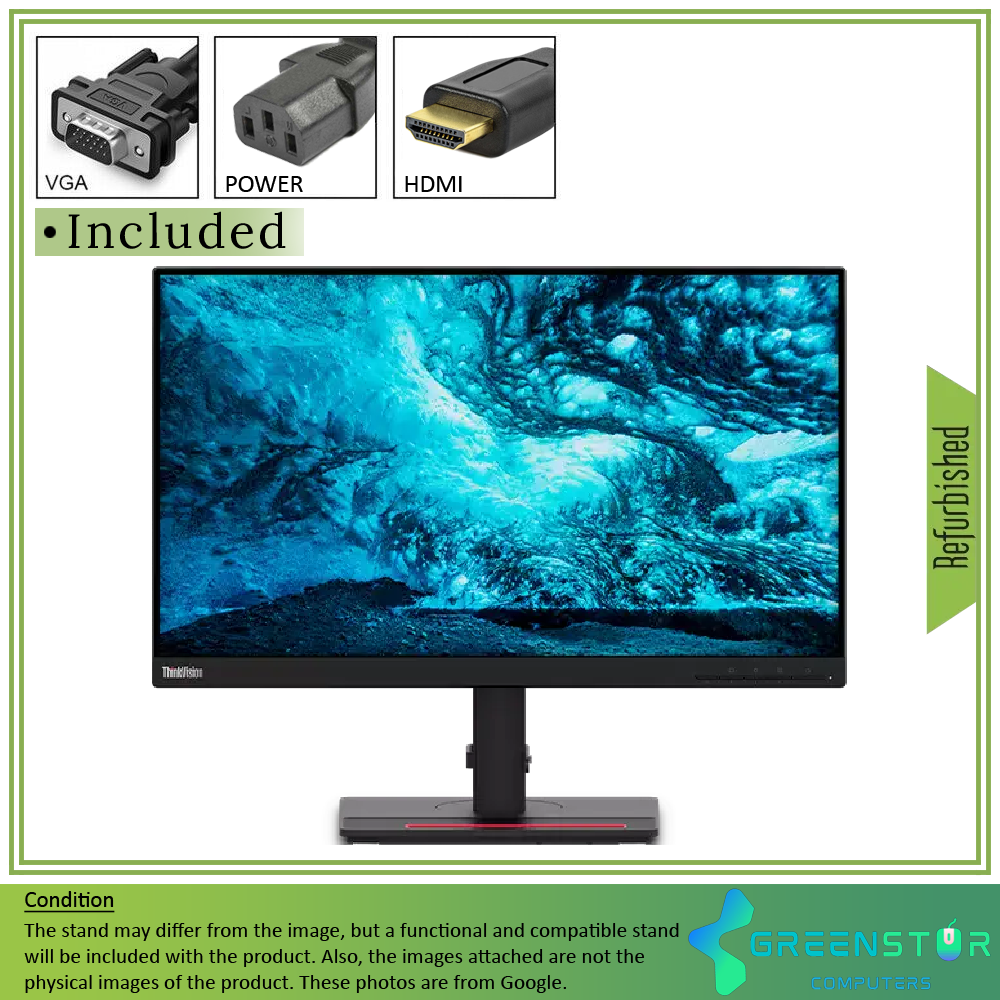 Refurbished(Good) - Lenovo ThinkVision T23i-20 23" 1920x1080 FHD LED Backlight LCD IPS Monitor | VGA, HDMI, DisplayPort