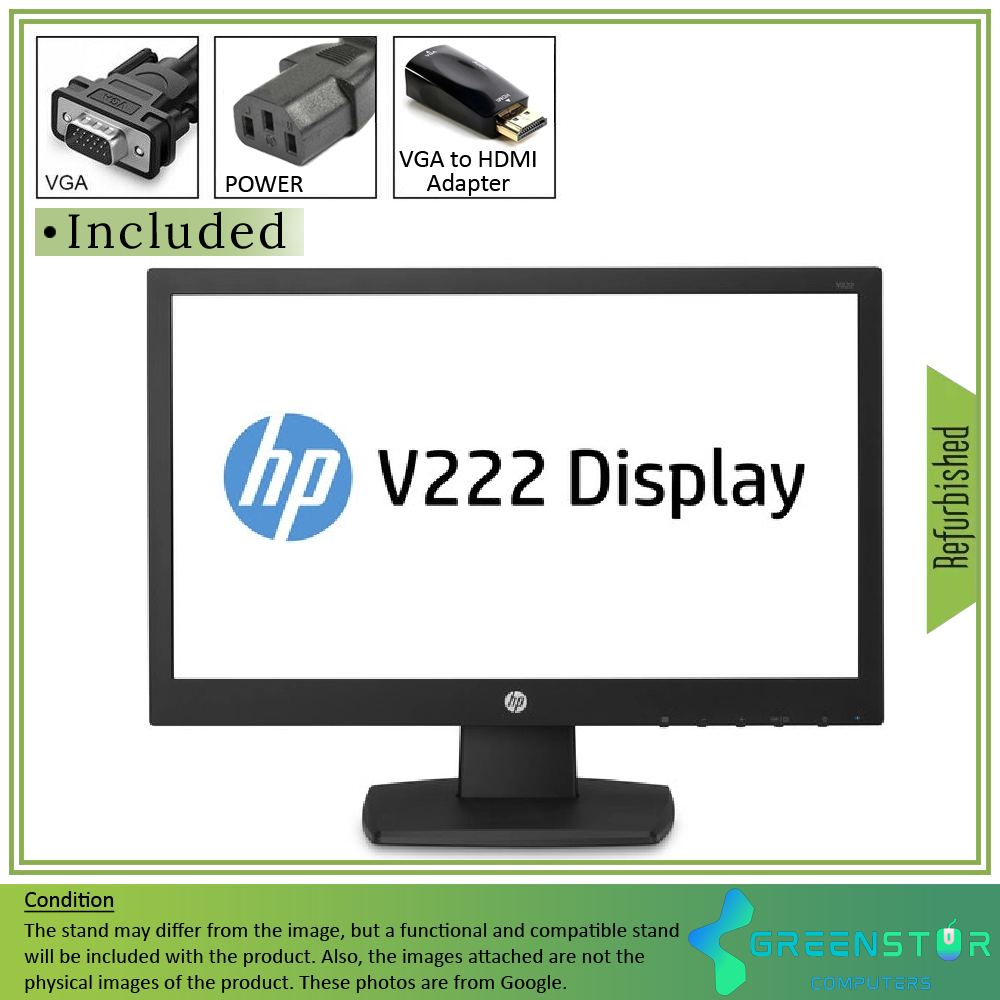 Refurbished(Good) - HP V222 21.5" Widescreen 1920x1080 FHD LED Backlight LCD TN Flat Panel Monitor | VGA, DVI