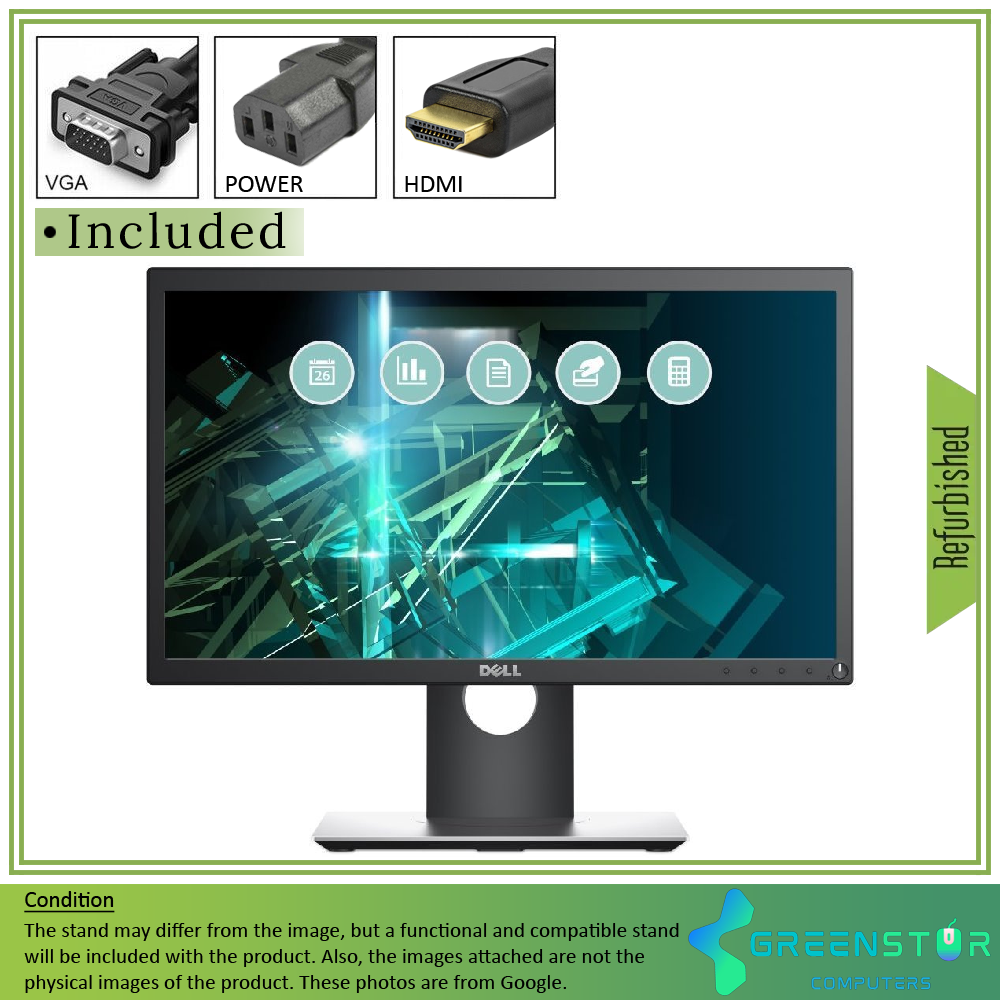 Refurbished(Good) -Dell Professional P2018H 20" Widescreen 1600x900 HD+ LED Backlight LCD TN Monitor | VGA, HDMI, DisplayPort
