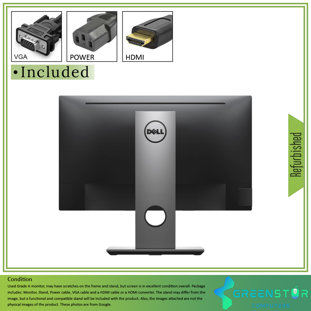Refurbished(Good) - Dell Professional P2217H 22" Widescreen 1920x1080 FHD LED Backlight LCD IPS Panel Monitor | VGA, HDMI, Displayport