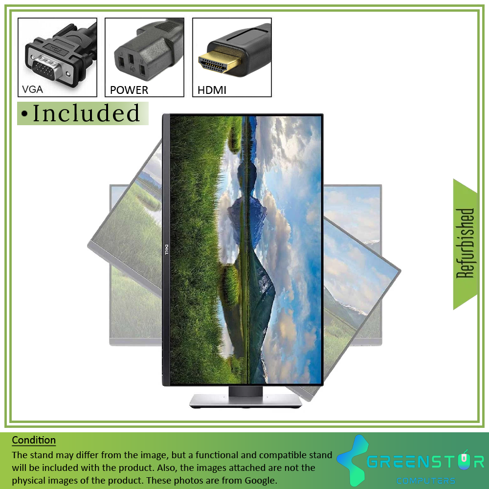 Refurbished(Good) - Dell P2419H 24" Widescreen 1920x1080 FHD Ultrathin Bezel LED Backlight LCD IPS Monitor | VGA, HDMI, DisplayPort