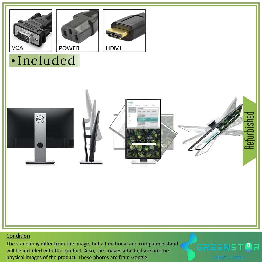 Refurbished(Good) - Dell P2419H 24" Widescreen 1920x1080 FHD Ultrathin Bezel LED-backlight LCD IPS Monitor VGA, HDMI, DisplayPort