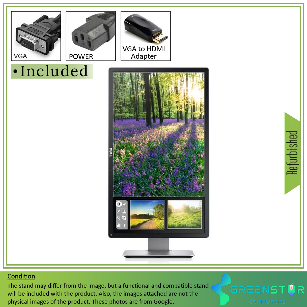 Refurbished(Good) - Dell P2414H 24" Widescreen 1920x1080 Full HD LED Backlit IPS Monitor