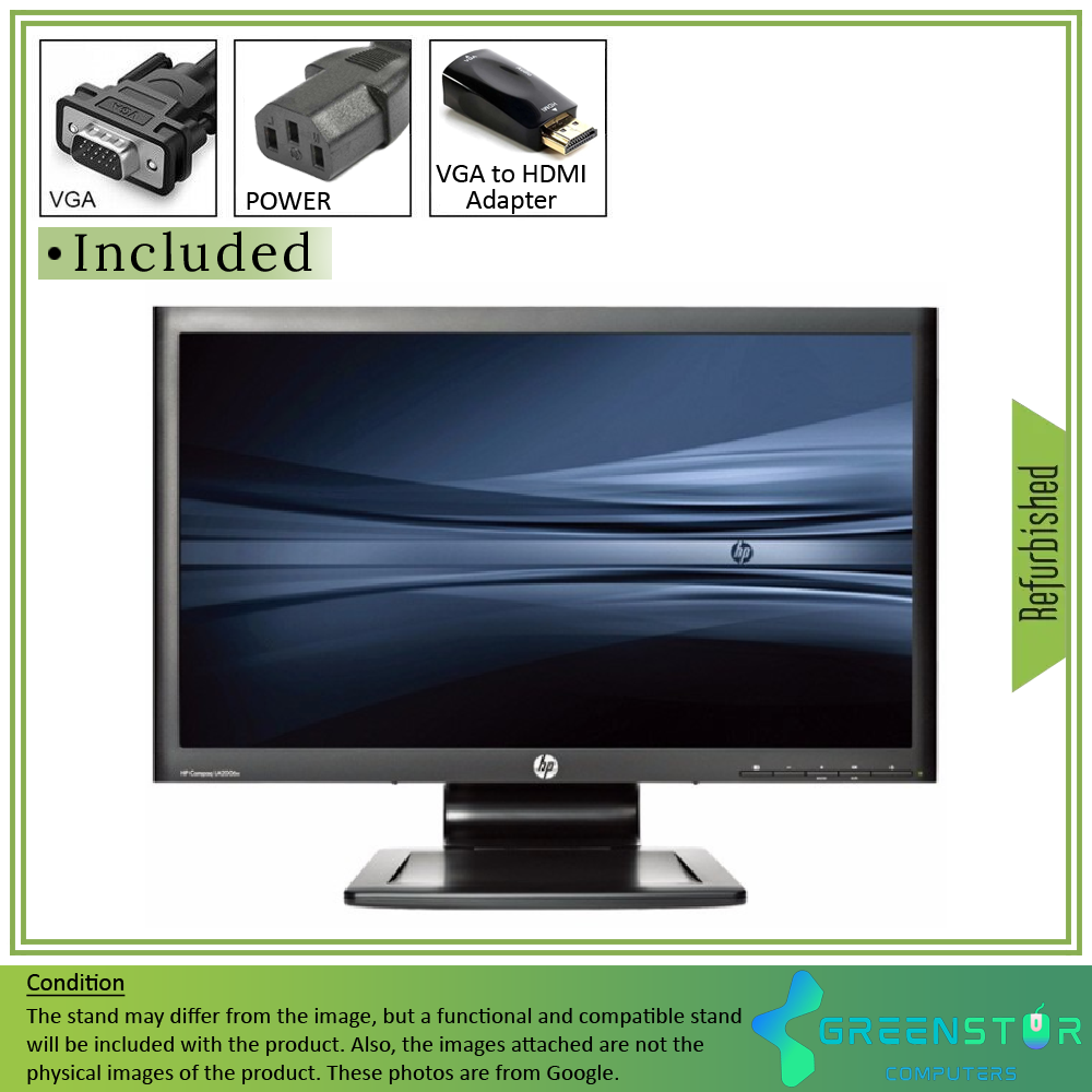 Refurbished(Good) - HP Compaq Advantage Series LA2006X 20" Widescreen 1600x900 HD+ LED Backlit LCD TN Monitor | DisplayPort, DVI-D, VGA