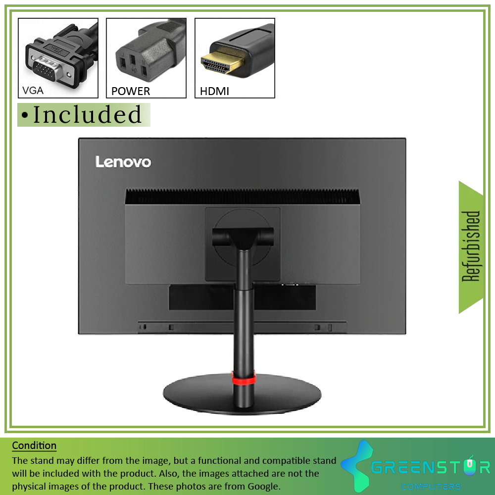 Refurbished(Good) -Lenovo Thinkvision T24I-10 23.8'' Widescreen 1920x1080 FHD LED Backlight IPS Monitor | VGA-D, DisplayPort, HDMI Standard
