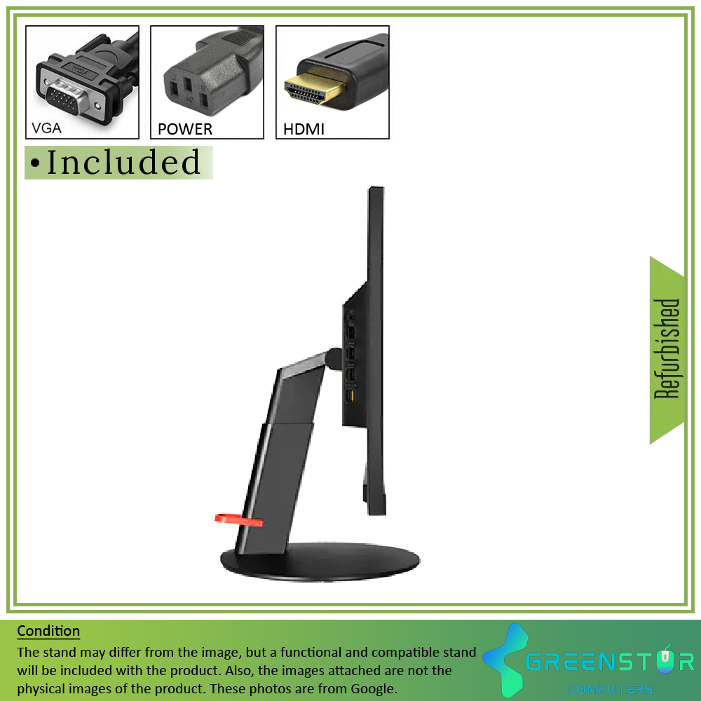 Refurbished(Good) -Lenovo Thinkvision T24I-10 23.8'' Widescreen 1920x1080 FHD LED Backlight IPS Monitor | VGA-D, DisplayPort, HDMI Standard