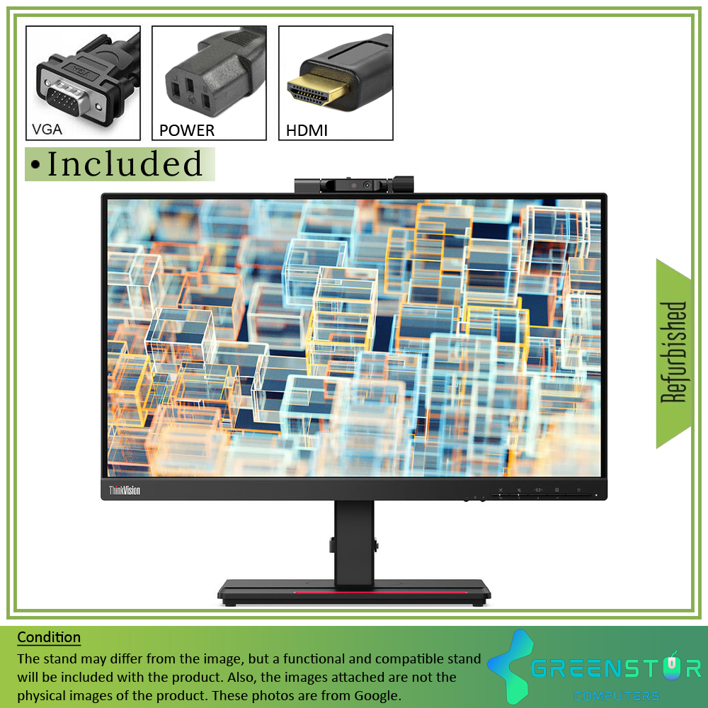 Refurbished(Good) - Lenovo ThinkVision T22v-10 21.5" Widescreen 1920x1080 FHD LED Backlight LCD IPS VOIP Monitor