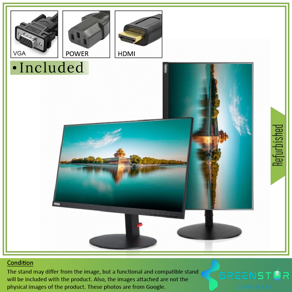 Refurbished(Good) -Lenovo Thinkvision T24I-10 23.8'' Widescreen 1920x1080 FHD LED Backlight IPS Monitor | VGA-D, DisplayPort, HDMI Standard
