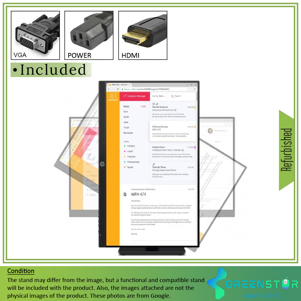 Refurbished(Good) - HP P24v G4 24" Widescreen 1920x1080 FHD IPS LED Backlit LCD Slim bezel Monitor