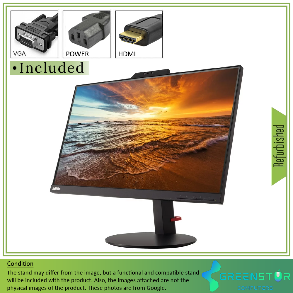 Refurbished(Good) - Lenovo ThinkVision T22v-10 21.5" Widescreen 1920x1080 FHD LED Backlight LCD IPS VOIP Monitor