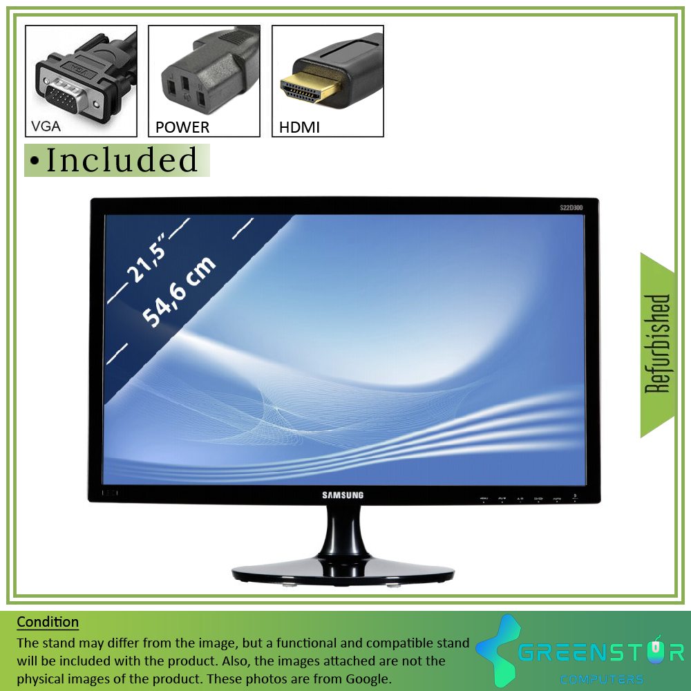 Refurbished(Good) - Samsung SD300 Series S22D300 22" Widescreen 1920x1080 FHD LED Backlit TN Monitor