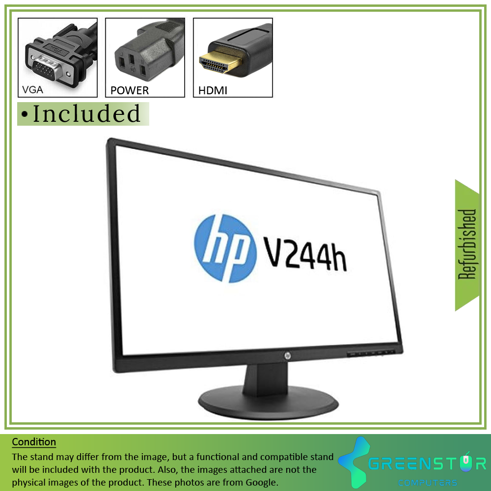 Refurbished(Good) - HP V244H 23.8" Widescreen 1920x1080 Full HD LED Backlight LCD VA Monitor | VGA-D, DVI-D, HDMI Standard