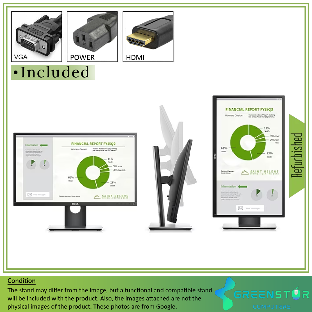 Refurbished(Good)/ B Grade - Dell Professional P2417H 24" Widescreen 1920x1080 FHD LED backlight LCD IPS Monitor | VGA, HDMI, Displayport