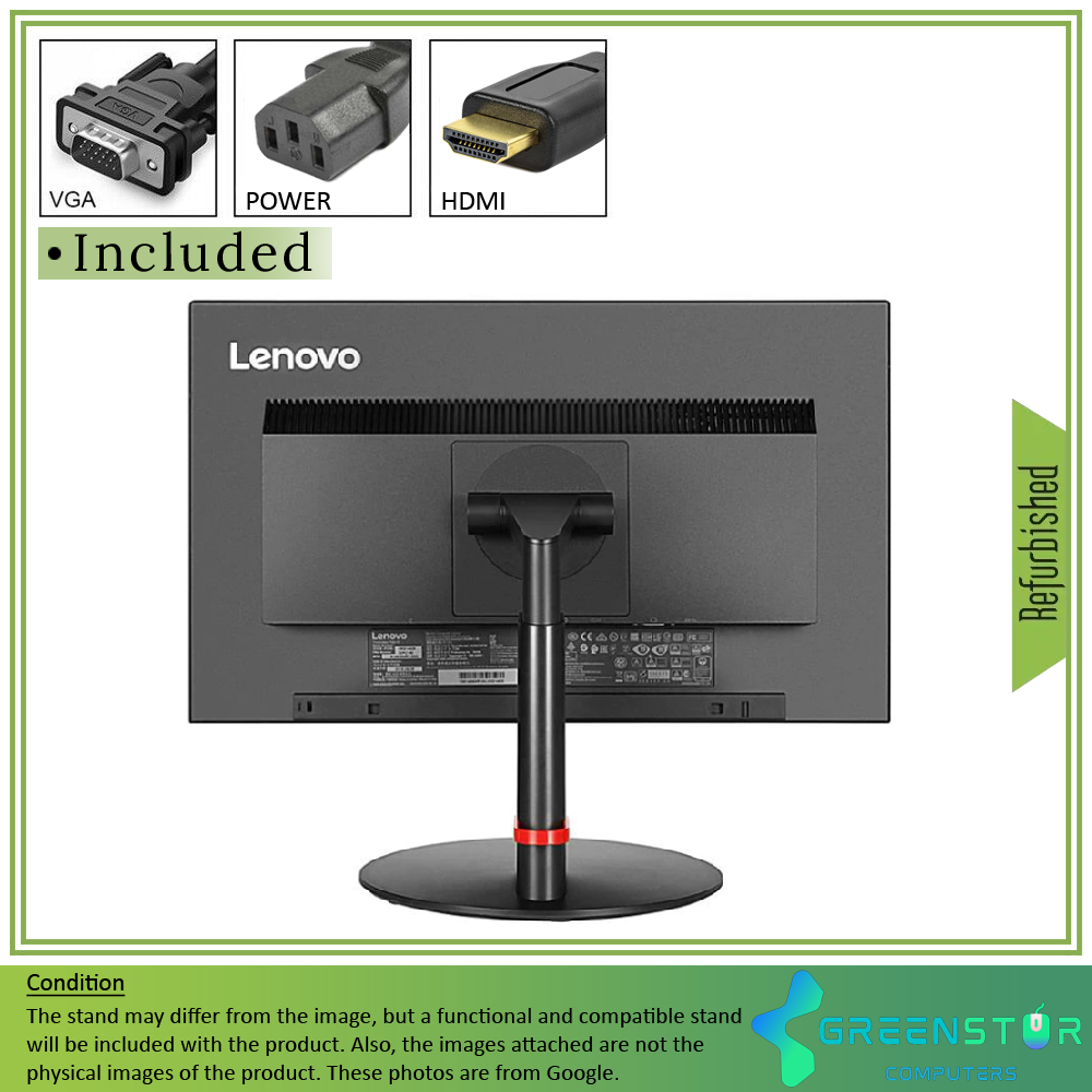 Refurbished(Good ) -Lenovo ThinkVision T22i-10 22" Widescreen 1920x1080 FHD LED Backlitght LCD IPS Monitor | VGA, HDMI, DisplayPort